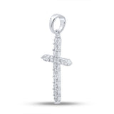 10kt White Gold Womens Round Diamond Cross Pendant 1/4 Cttw