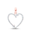 10kt Rose Gold Womens Round Diamond Arrow Heart Pendant 1/5 Cttw