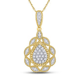 10kt Yellow Gold Womens Round Diamond Teardrop Pendant 1/8 Cttw