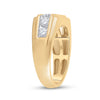 10kt Yellow Gold Mens Round Diamond Flat Top Band Ring 1 Cttw