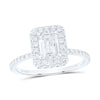 14kt White Gold Emerald Diamond Halo Bridal Wedding Engagement Ring 1-5/8 Cttw
