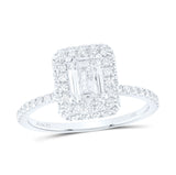 14kt White Gold Emerald Diamond Halo Bridal Wedding Engagement Ring 1-5/8 Cttw