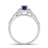 10kt White Gold Womens Oval Synthetic Blue Sapphire Solitaire Ring 3/4 Cttw