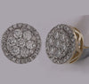 10kt Yellow Gold Womens Round Diamond Flower Cluster Earrings 3/8 Cttw
