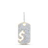 10kt Yellow Gold Mens Round Diamond Dogtag Dollar Sign Charm Pendant 1-1/3 Cttw