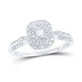 14kt White Gold Womens Emerald Diamond Fashion Ring 1/2 Cttw
