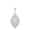 10kt White Gold Womens Round Diamond Oval Pendant 1/2 Cttw