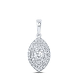 10kt White Gold Womens Round Diamond Oval Pendant 1/2 Cttw