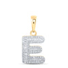 10kt Yellow Gold Womens Baguette Diamond E Initial Letter Pendant 1/3 Cttw