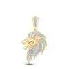 10kt Yellow Gold Mens Round Diamond Lion Head Charm Pendant 1/3 Cttw