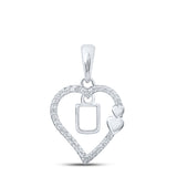 10kt White Gold Womens Round Diamond U Heart Letter Pendant 1/10 Cttw