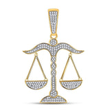 10kt Yellow Gold Mens Round Diamond Scales of Justice Charm Pendant 1/2 Cttw