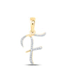 10kt Yellow Gold Womens Round Diamond F Initial Letter Pendant 1/12 Cttw
