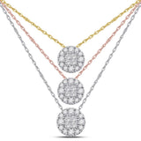 14kt White Gold Womens Princess Diamond Fashion Cluster Pendant 1/4 Cttw