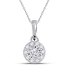 10kt White Gold Womens Round Diamond Cluster Pendant 1/6 Cttw