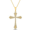 10kt Yellow Gold Womens Round Diamond Gothic Cross Pendant 1/3 Cttw