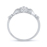 10kt White Gold Womens Round Diamond Claddagh Heart Ring .02 Cttw
