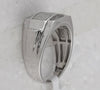 Sterling Silver Mens Round Diamond Rectangle Cluster Ring 1/4 Cttw