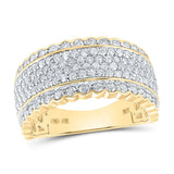 10kt Yellow Gold Mens Round Diamond Pave Band Ring 2-1/2 Cttw