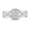 10kt White Gold Womens Round Diamond Rectangle Twist Cluster Ring 1/4 Cttw