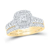 10kt Yellow Gold Round Diamond Bridal Wedding Ring Band Set 1 Cttw