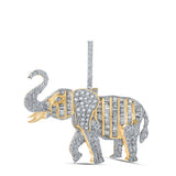 10kt Yellow Gold Mens Baguette Diamond Elephant Charm Pendant 2-1/3 Cttw