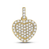 14kt Yellow Gold Womens Round Diamond Heart Pendant 1/4 Cttw