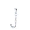 10kt White Gold Womens Round Diamond J Initial Letter Pendant 1/20 Cttw