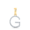 10kt Yellow Gold Womens Round Diamond G Initial Letter Pendant 1/10 Cttw