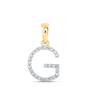 10kt Yellow Gold Womens Round Diamond G Initial Letter Pendant 1/10 Cttw