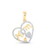 10kt Yellow Gold Womens Round Diamond Mom Heart Pendant 1/3 Cttw