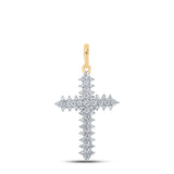 10kt Yellow Gold Womens Round Diamond Cross Pendant 1/3 Cttw