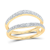 14kt Yellow Gold Womens Round Diamond Wrap Enhancer Wedding Band 1/2 Cttw
