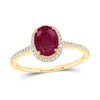 14kt Yellow Gold Womens Oval Ruby Solitaire Diamond Halo Ring 2 Cttw