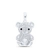 10kt White Gold Womens Round Diamond Teddy Bear Animal Pendant 1/5 Cttw