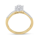 10kt Yellow Gold Womens Round Diamond Oval Cluster Ring 1/4 Cttw