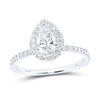 14kt White Gold Pear Diamond Halo Bridal Wedding Engagement Ring 1-1/4 Cttw