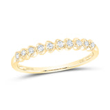 10kt Yellow Gold Womens Round Diamond Heart Stackable Band Ring 1/10 Cttw