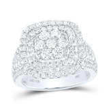 14kt White Gold Womens Round Diamond Square Cluster Ring 2 Cttw