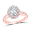 14kt Rose Gold Round Diamond Halo Bridal Wedding Engagement Ring 5/8 Cttw