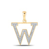 10kt Yellow Gold Womens Round Diamond Initial W Letter Pendant 1/12 Cttw