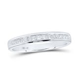 14kt White Gold Womens Round Diamond Wedding Single Row Band 1/4 Cttw