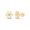 10kt Yellow Gold Womens Round Diamond Snowflake Fashion Earrings 1/20 Cttw