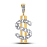 10kt Yellow Gold Mens Round Diamond Dollar Sign Charm Pendant 1/2 Cttw