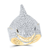 10kt Yellow Gold Mens Round Diamond Shark Pinky Ring 7-1/4 Cttw