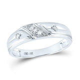 10kt White Gold His Hers Round Diamond Matching Wedding Set 1/5 Cttw