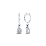 14kt White Gold Womens Round Diamond Square Hoop Dangle Earrings 1/2 Cttw