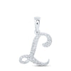 10kt White Gold Womens Round Diamond L Initial Letter Pendant 1/8 Cttw