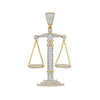 10kt Yellow Gold Mens Round Diamond Scales of Justice Charm Pendant 1 Cttw