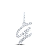 10kt White Gold Womens Round Diamond G Initial Letter Pendant 1/8 Cttw